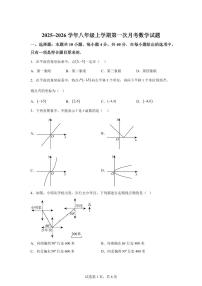 安徽省合肥市2025~2026学年八年级上学期第一次月考数学试题（附答案）