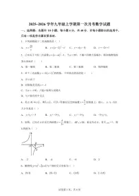 安徽省合肥市2025~2026学年九年级上学期第一次月考数学试题（附答案）