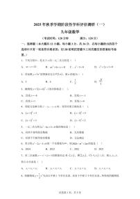 广西南宁市江南区2联考2025~2026学年九年级上学期（9月）月考数学试题（附答案）