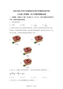 江苏省扬州市邗江区梅苑双语学校2025~2026学年七年级上学期第一次月考数学模拟试卷（附答案）