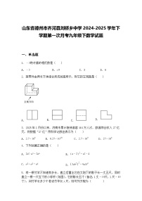 山东省德州市齐河县刘桥乡中学2024-2025学年下学期第一次月考九年级下数学试题(含答案解析)