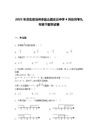 2025年河北省沧州市盐山县庆云中学4月份月考九年级下数学试卷（含答案解析）