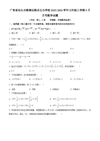 广东省汕头市潮南区陈店公办学校2025-2026学年七年级上学期9月月考数学试题（原卷版）