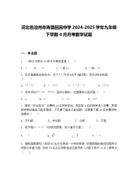 河北省沧州市青县回民中学2024-2025学年九年级下学期4月月考数学试题（含答案解析）