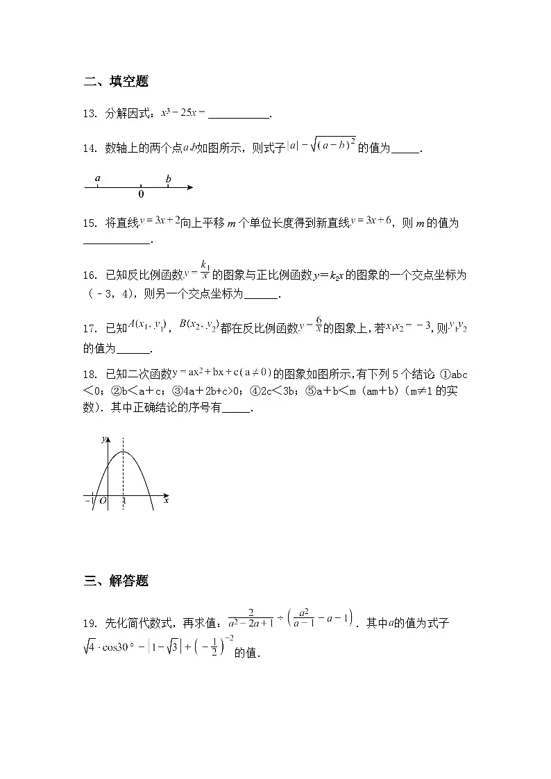 山东省乐陵市杨安镇2024-2025学年九年级下学期第一次月考数学试题(含答案解析)第3页