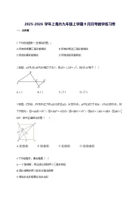 2025—2026学年度上海市九年级上册9月月考数学练习卷 [参考答案]