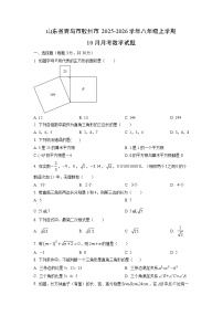 山东省青岛市胶州市2025-2026学年八年级上学期10月月考数学试题（学生版）