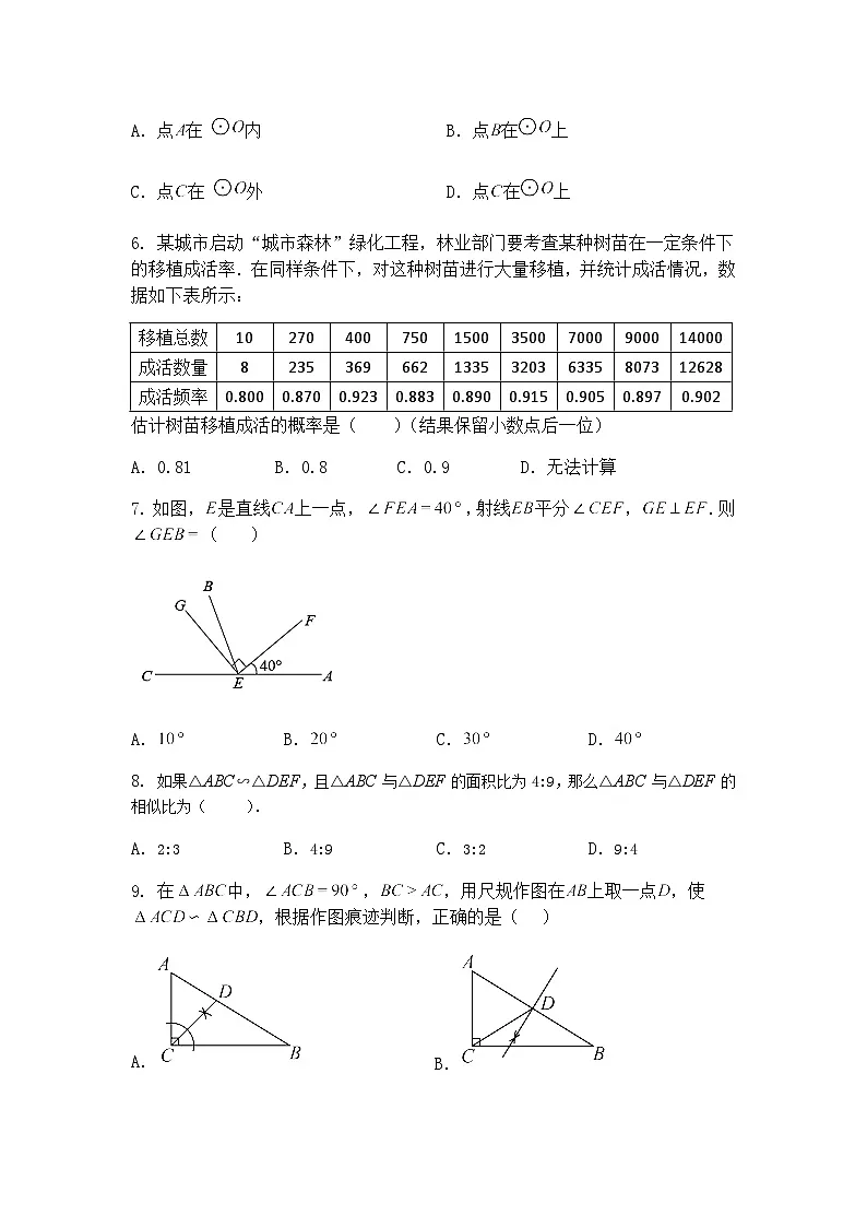 河北省沧州市青县第六中学2024-2025学年九年级下学期第一次月考数学检测试卷(含答案解析)第2页