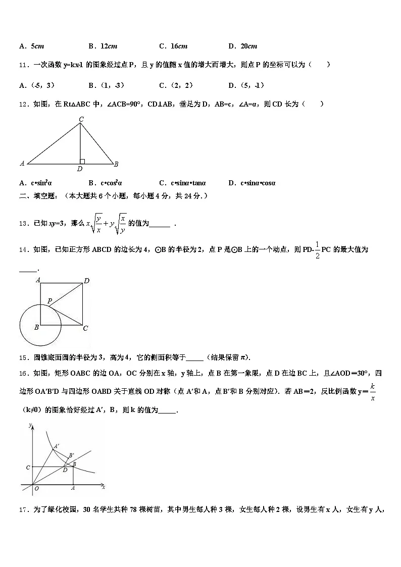 2025年漳州市漳浦县中考数学模拟预测题含解析第3页
