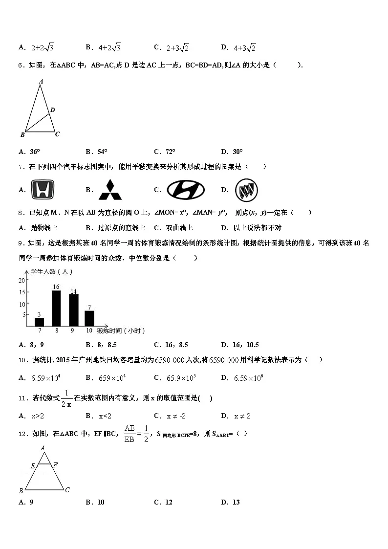 吉林省长春市榆树市2025届中考数学全真模拟试题含解析第2页