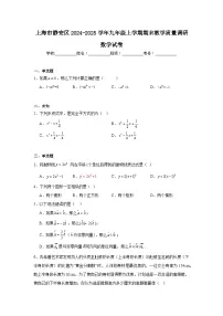2024-2025学年上海市静安区九年级上学期期末考试数学试题