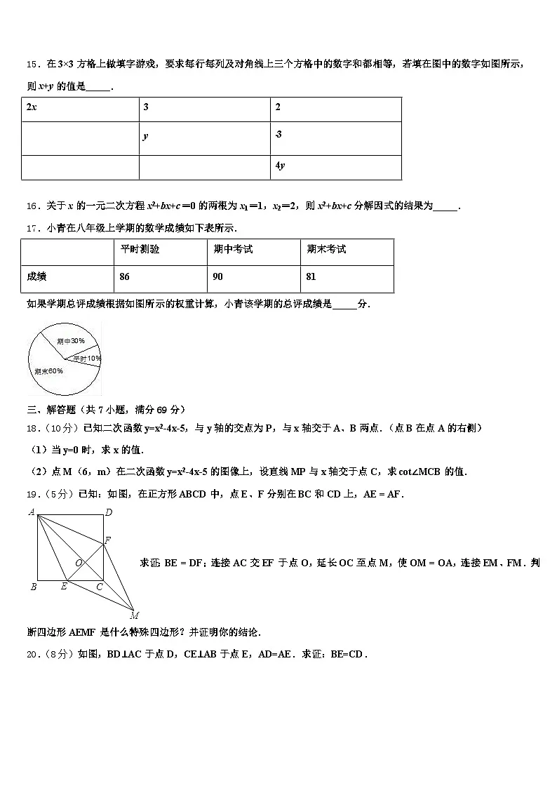 2024-2025学年云南省昆明市呈贡区中考试题猜想数学试卷含解析第3页