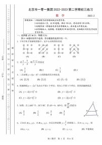 北京市一零一集团2022-2023学年下学期九年级  数学  开学考试数学试题（月考）