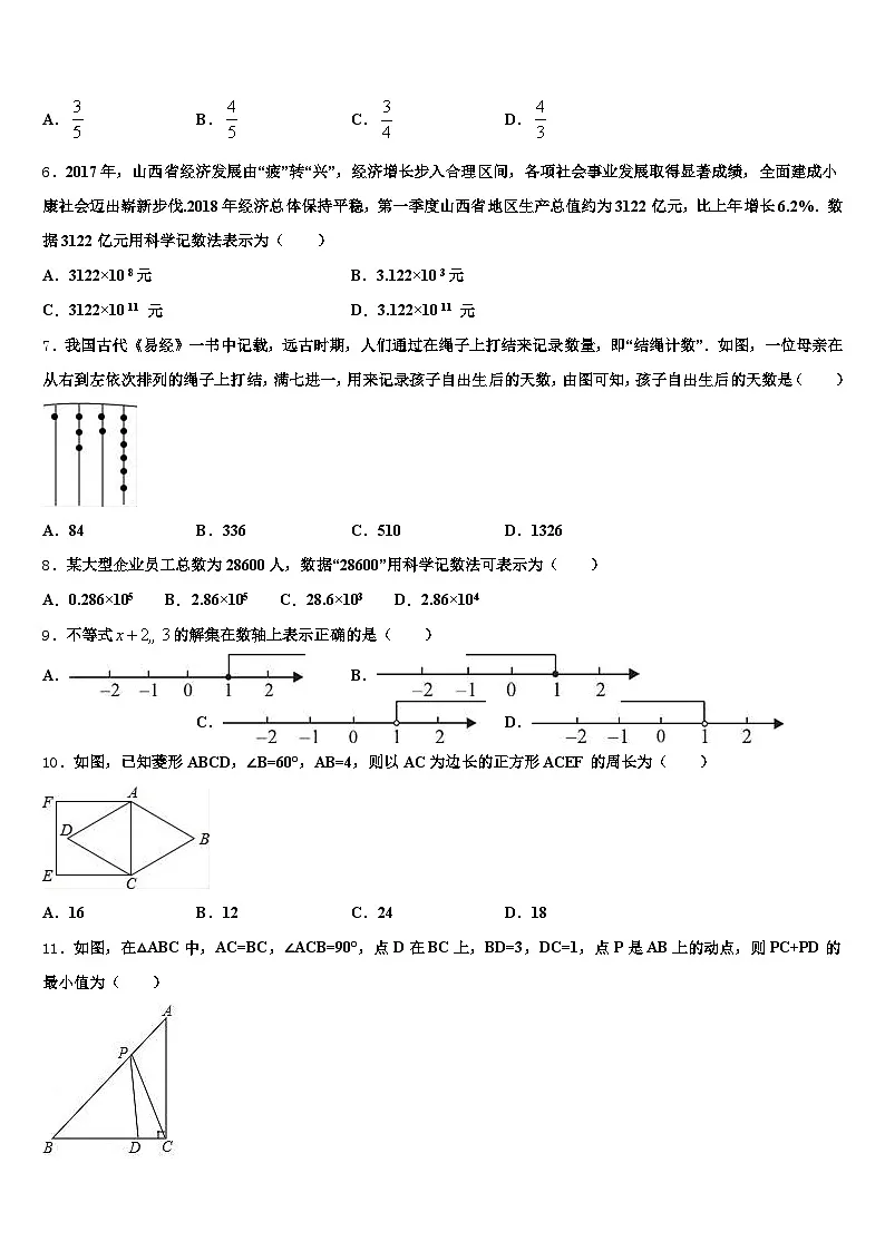 2025届江西省景德镇市浮梁县中考数学模试卷含解析第2页
