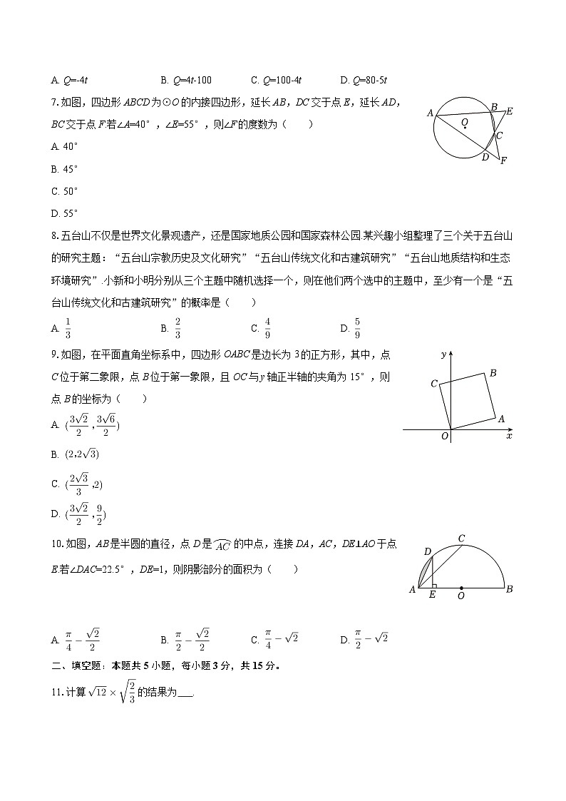 2025年山西省阳泉市中考数学模拟试卷(五)-自定义类型第2页