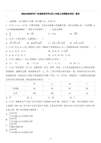 2024-2025学年广东省深圳市坪山区八年级上学期期末考试数学试卷（含答案）