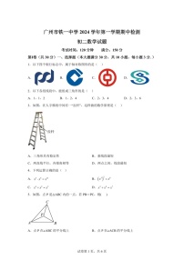 广东省广州市铁一中学2024-2025学年八年级上学期11月期中考试数学试题（含答案）