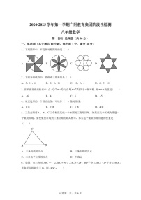广东省广州市越秀区广州大学附属中学2024-2025学年八年级上学期11月期中数学试题（含答案）