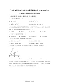 广东省深圳市南山实验教育集团麒麟中学2024-2025学年八年级上学期开学月考考试数学试题（含答案）