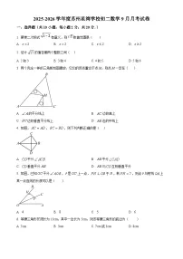 精品解析:江苏省苏州市苏州工业园区星湾学校2025-2026学年上学期9月月考八年级数学试卷 含答案