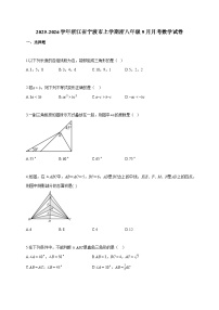 2025~2026学年浙江省宁波市上册浙八年级9月月考数学试题（含答案）