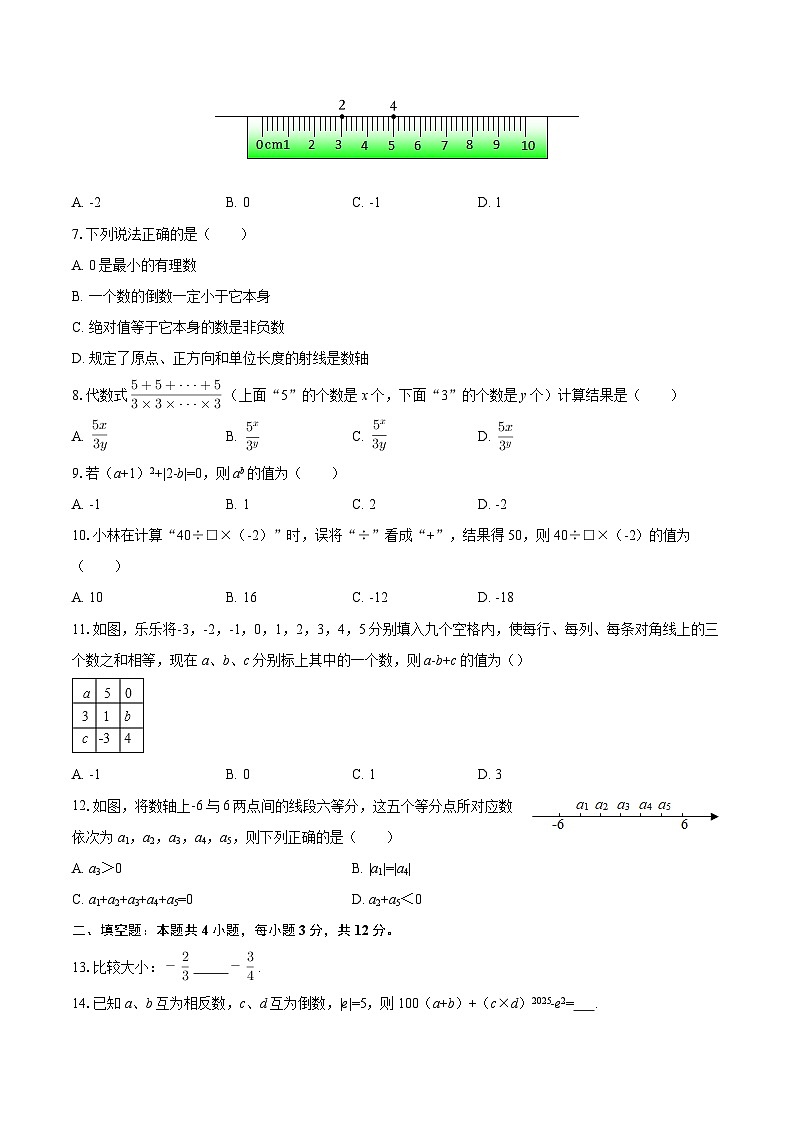 2025-2026学年河北省石家庄二十八中七年级(上)第一次月考数学试卷-自定义类型第2页
