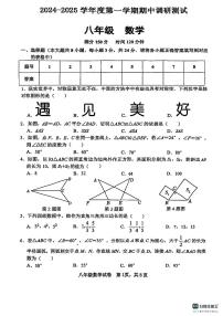 江苏省徐州市树人初级中学2024-2025学年八年级上学期期中数学试题