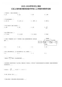 2025~2026学年9月上海徐汇区上海市南洋模范初级中学初二上学期月考数学试卷（有答案解析）