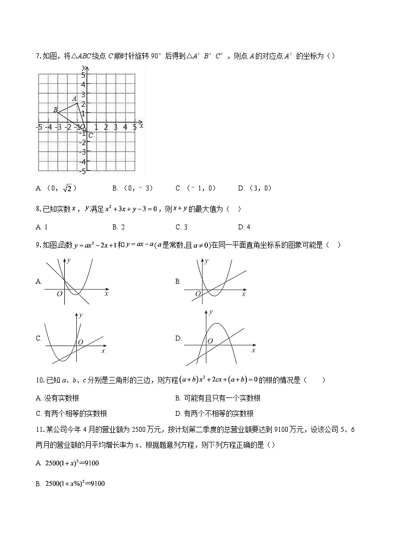 2025-2026学年山东省滨州市滨城区北镇中学实验初中部九年级上学期质量检测(第一次月考)数学试题-自定义类型第2页