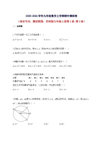 2025~2026学年九年级数学上学期期中模拟试卷（南京专用 测试范围：苏科版九年级上学期第1章~第3章）含解析