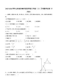 2025-2026学年山东省济南外国语学校八年级（上）月考数学试卷（9月份）-自定义类型