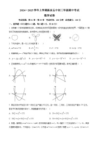 精品解析:江西省新余市第五中学2024-2025学年九年级上学期11月期中考试数学试题试卷 含答案