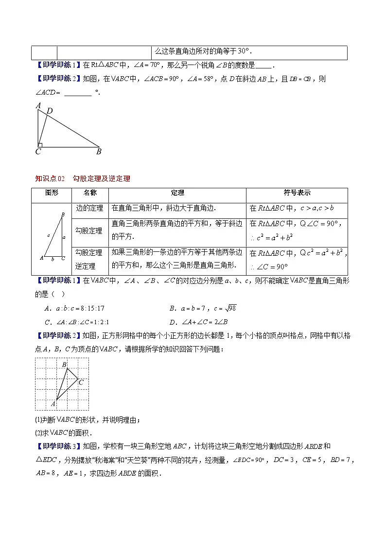 第一章第03讲 直角三角形(3个知识点+8类热点题型讲练+习题巩固)(原卷版)第2页