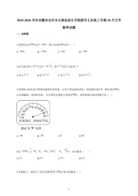 2025-2026学年安徽省安庆市太湖县部分学校联考七年级上册10月月考数学试卷（含解析）