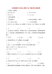 初中数学苏科版（2024）七年级上册（2024）代数式单元测试当堂检测题