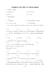 初中苏科版（2024）代数式单元测试当堂达标检测题