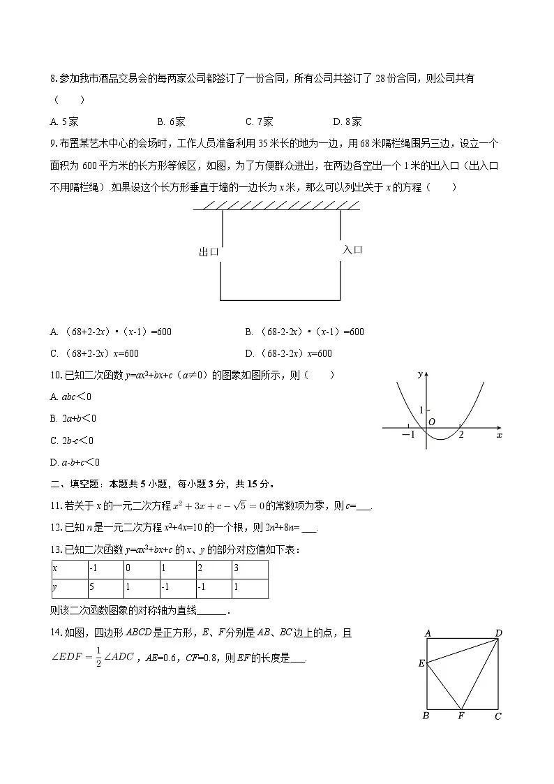 2025-2026学年山西省吕梁市汾阳市九年级(上)期中数学试卷-自定义类型第2页