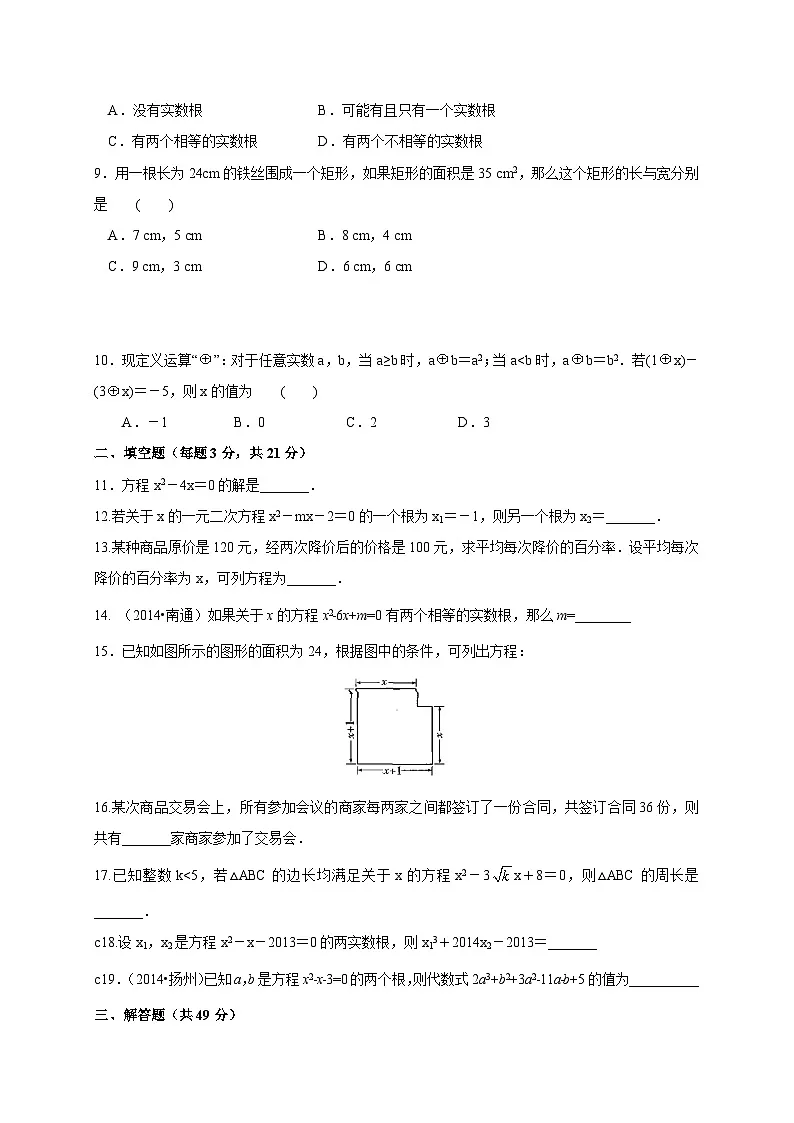 2025-2026学年(苏科版)九年级数学上学期第1章《一元二次方程》单元测试卷(附答案)第2页