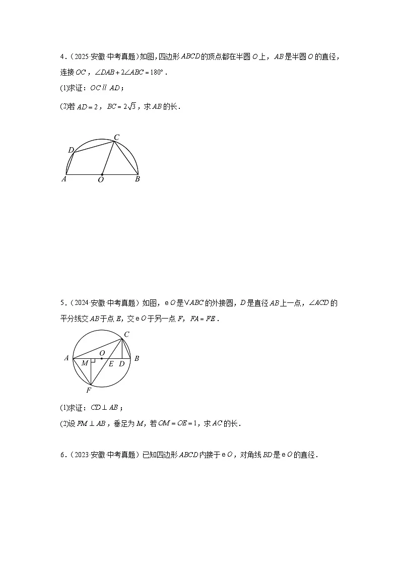 专题11 圆(安徽专用)(原卷版)第2页