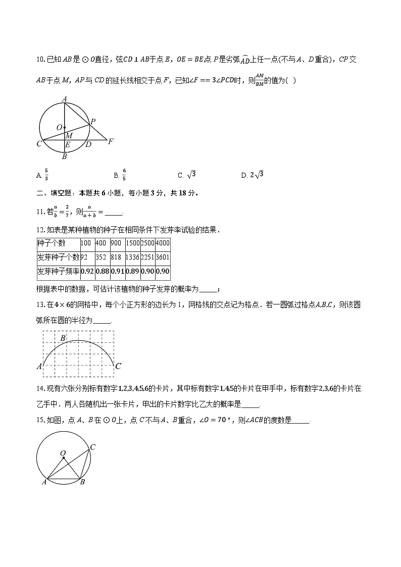 2025-2026学年浙江省嘉兴市南湖区嘉兴南湖实验中学九年级(上)11月期中考试数学试卷第3页