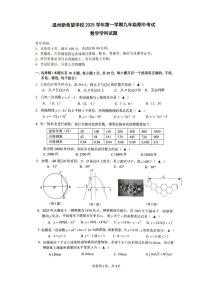 温州新希望学校2025学年第一学期九年级期中考试数学学科试题含答案)