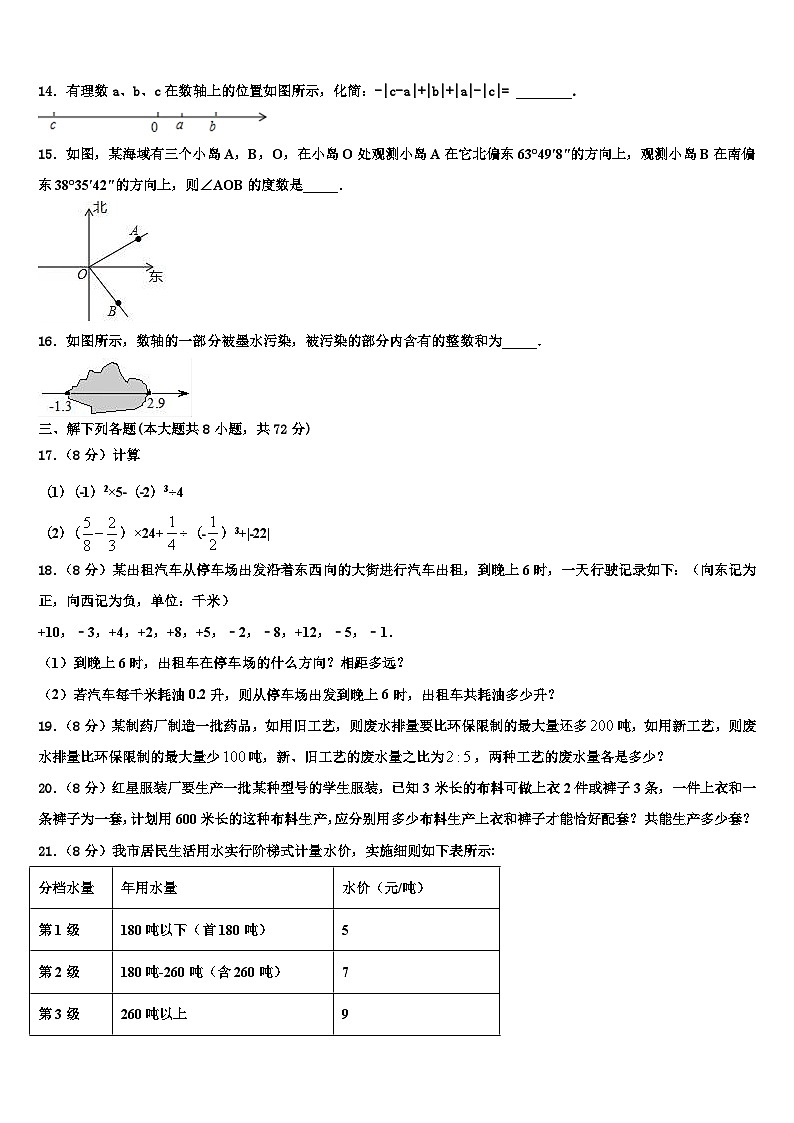 2026届安徽省安庆市桐城二中七年级数学第一学期期末调研试题含解析第3页
