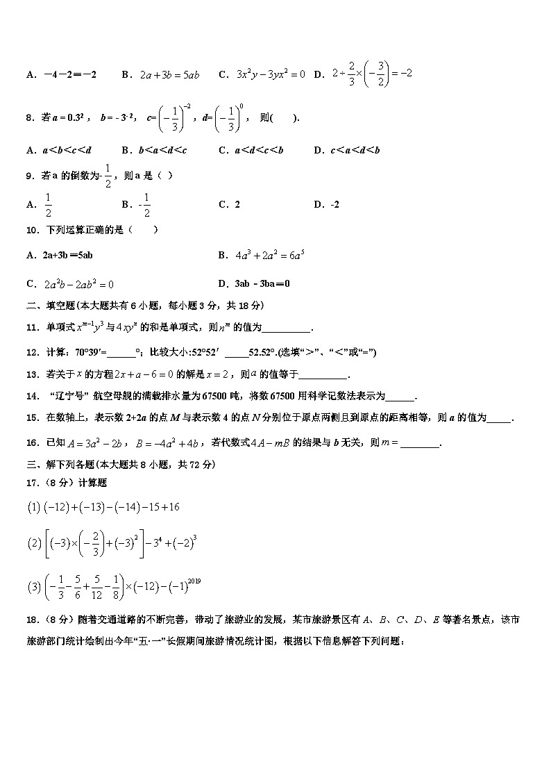 2026届安徽省淮南市田区数学七年级第一学期期末统考试题含解析第2页