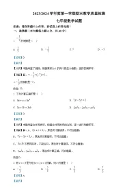 安徽省合肥市巢湖市七年级数学上学期期末试卷(解析版)-A4