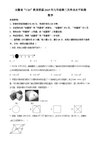 2025年安徽省C20教育联盟九年级第二次学业水平(二模)检测数学试题 (原卷版)-A4
