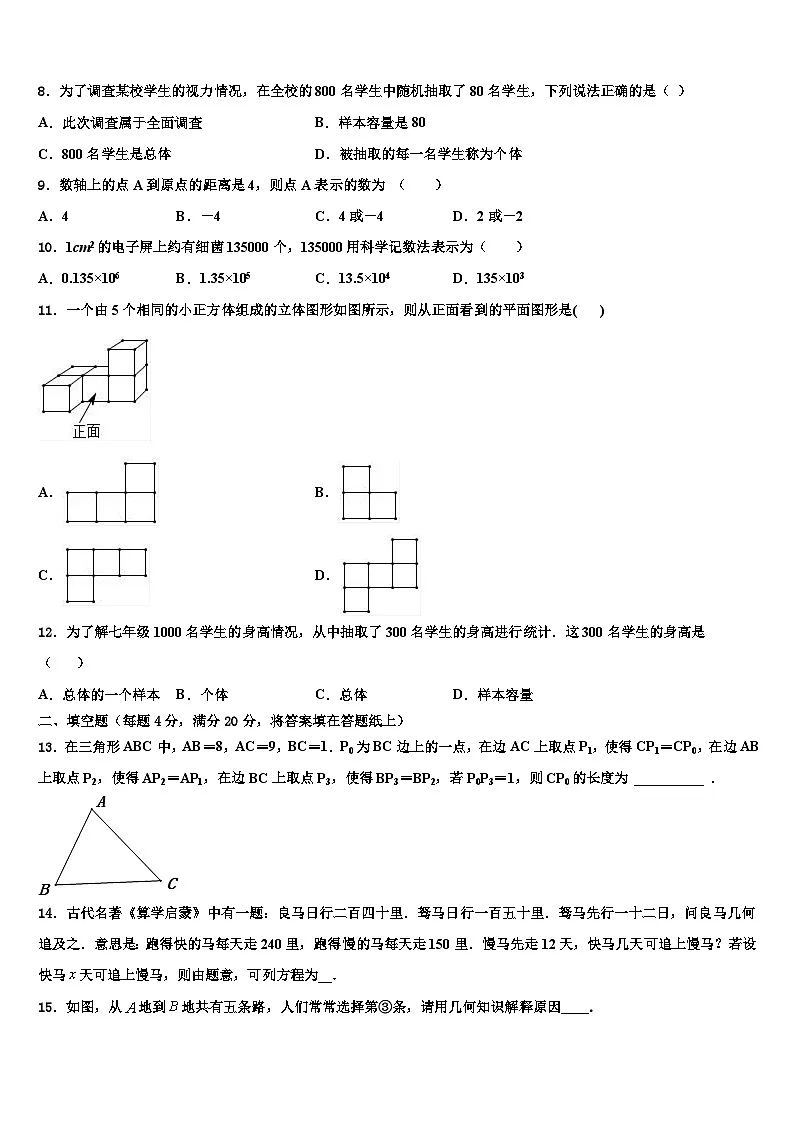 2026届福建省三明市大田县数学七上期末达标检测模拟试题含解析第2页