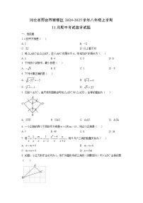 河北省邢台市襄都区2024-2025学年八年级上学期11月期中考试数学试卷（学生版）