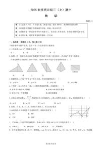 2025年北京市密云初三上学期期中数学试卷【含答案】