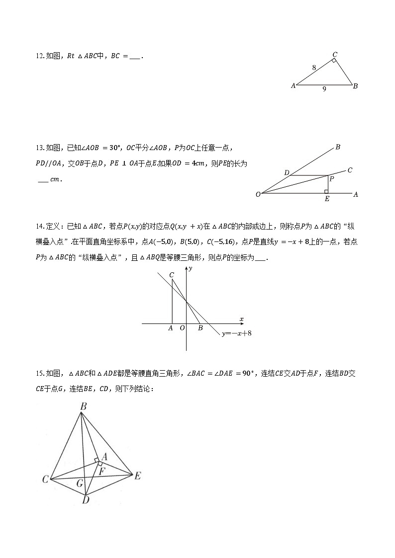 江苏省泰州市2025-2026学年八年级(上)期中数学模拟练习卷第3页
