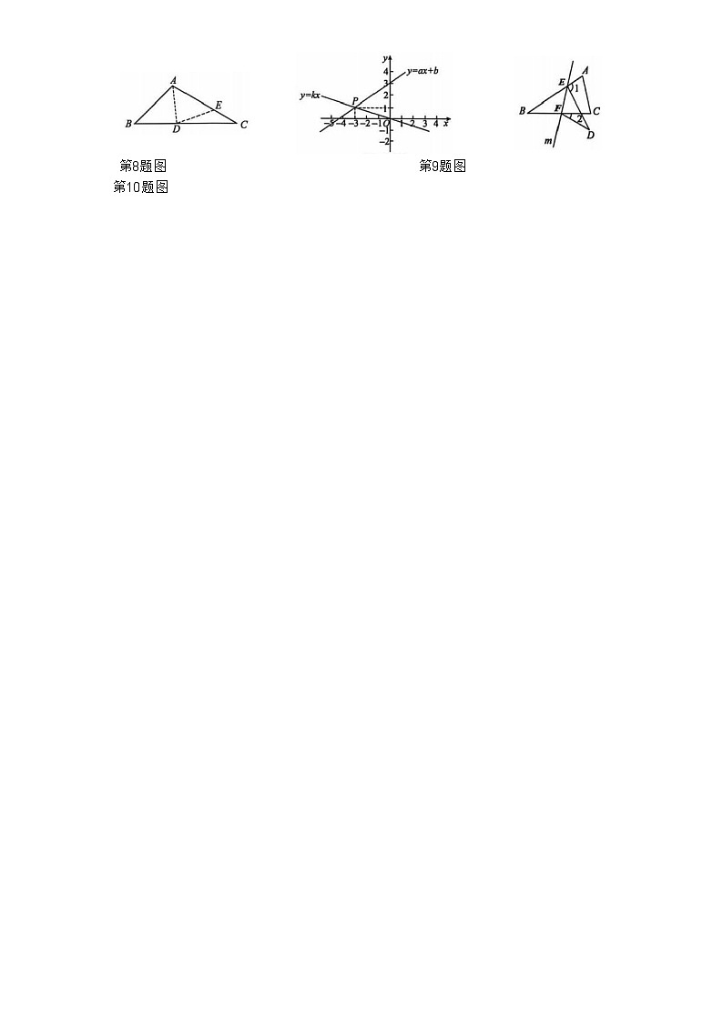 安徽省淮北市部分学校八年级上学期1月期末数学(沪科版)试卷(文字版)-A4第2页